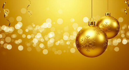 Ornaments Golden Baubles Decoration Festive New Year Celebration Background
