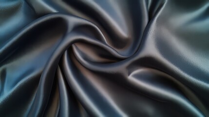 Fototapeta premium Abstract Texture: Shimmering Dark Grey Silk (Almost Black) with Deep Folds 1