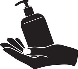 Hand Holding Hand Sanitizer Bottle — Vector Illustration with White Background, hand holding a handwash bottle of water