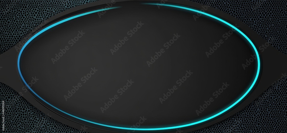 Poster the background features a black grid with neon borders, accompanied by an abstract metallic surface 