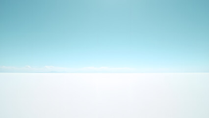 Perfect straight horizon where white salt flats meet blue sky in this ultra-HD minimalist nature wallpaper.