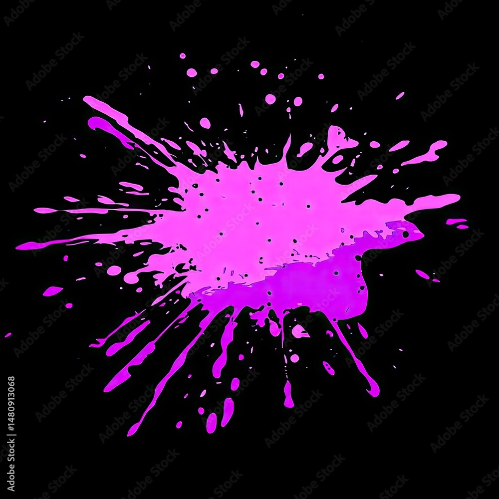 Aufkleber a vibrant splash of purple paint against a black background. showcasing artistic expression and crea