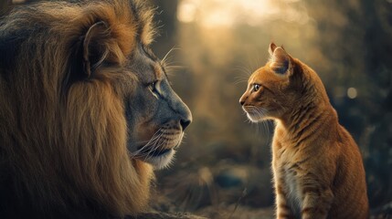 Orange Tabby Cat Sitting Alert, Focused Gaze, Detailed Fur Texture, Indoor Portrait, Pet Photography, Warm Lighting.