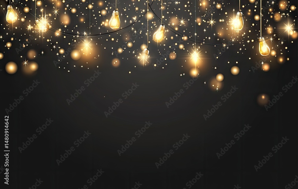 Aufkleber a shimmering golden wave of sparkling particles gracefully flows across a dark background. creating 