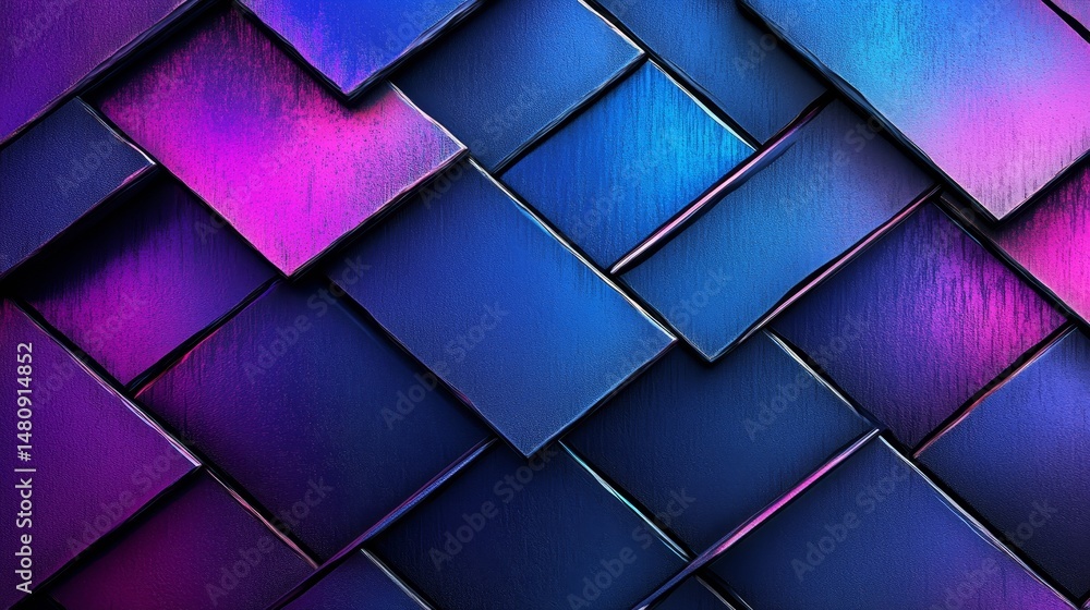 Poster metallic structure with a futuristic design and illuminated stripes, suitable as a backdrop for tech