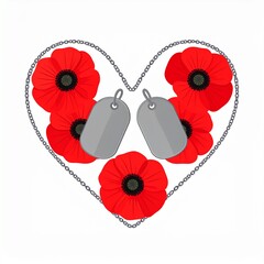 Poppy and Dog Tags Heart Shape