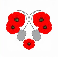 Poppy and Dog Tags Heart Shape
