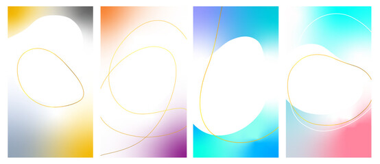 パステルカラーの有機的おしゃれな背景透過の写真フォトフレームテンプレートベクターイラスト背景セット

