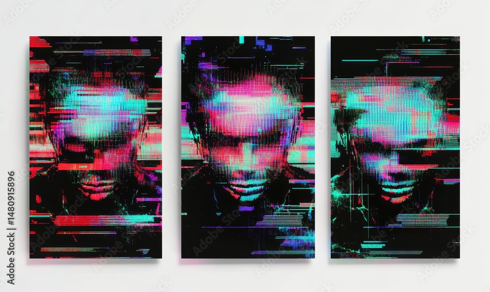 Poster a background of glitches, including computer screen errors and smartphone wallpapers, features a dig