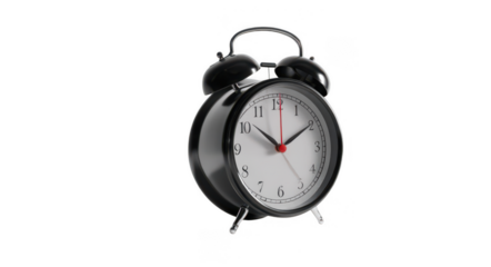 a simple alarm clock icon on a white background, in black color, png, transparent
