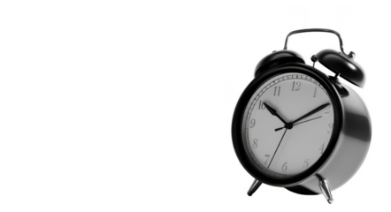 a simple alarm clock icon on a white background, in black color, png, transparent