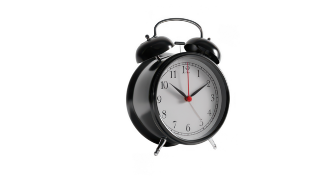 a simple alarm clock icon on a white background, in black color, png, transparent