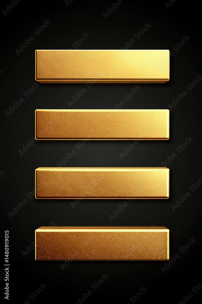 Poster a minimalist composition featuring three vertical golden bars on a sleek black background. creating 