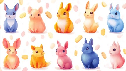 Naklejka premium Minimal Geometric Animal Vector Art: Macaron Gradient Silhouettes for Brand Identity, Educational Materials, UI Components and Kids' Product Development