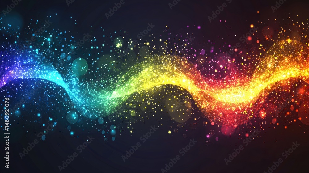 Aufkleber a mesmerizing display of shimmering golden and blue bokeh lights swirling across a dark background. 