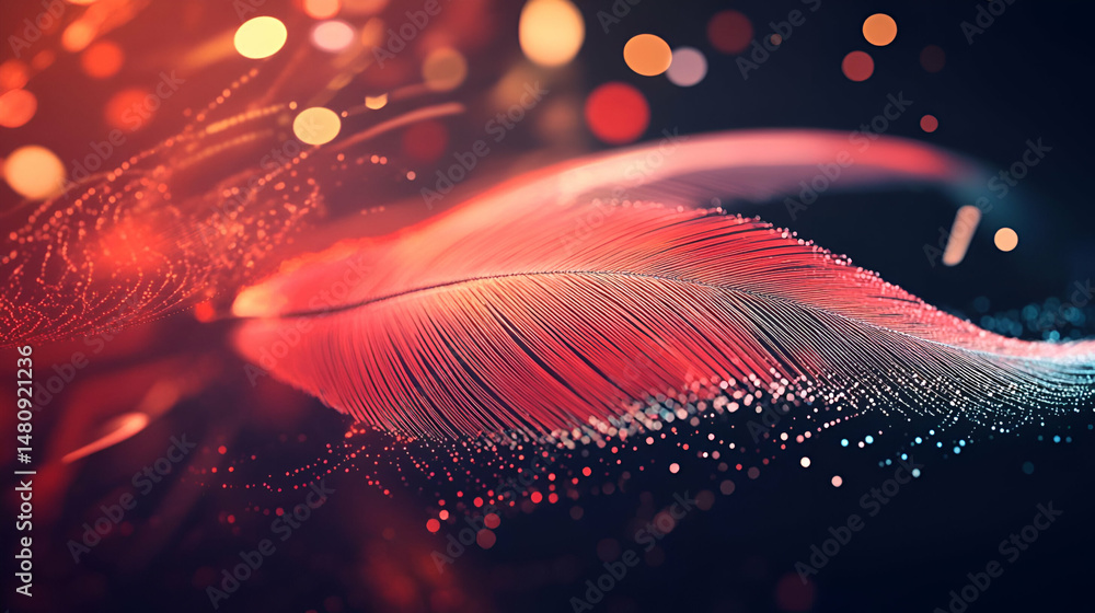 Aufkleber abstract red and orange particle wave background