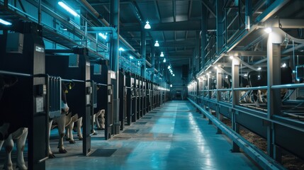 Automated farm cows await processing