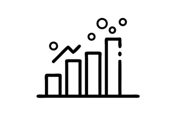 Obraz premium Rising Bar Chart with Bubbles Growth & Success Icon