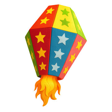 Bal&atilde;o colorido 3D com estrelas para decora&ccedil;&atilde;o de Festa Junina
