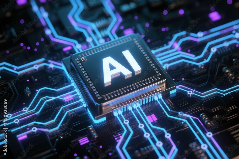 Fototapete high tech ai computer processor representing artificial intelligence and machine learning concept