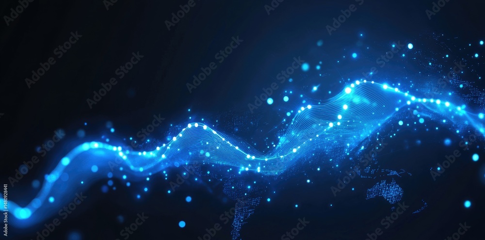 Aufkleber a dynamic blue graph illustrating fluctuating financial trends against a backdrop of a digital world