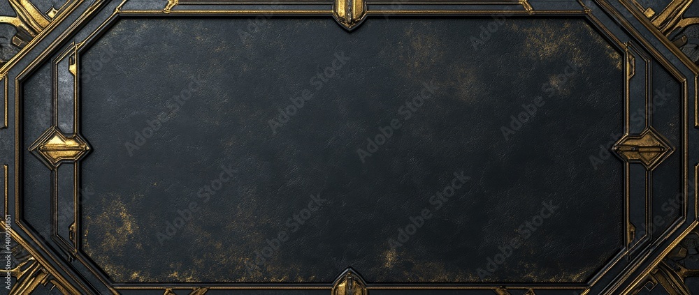 Poster ornate dark textured background featuring intricate golden patterns. suitable for design projects. p