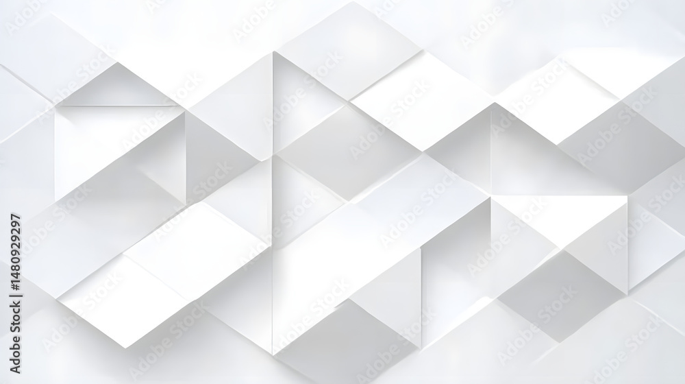 Poster abstract white background with texture pattern, layered geometric triangle shapes, white and grey gl