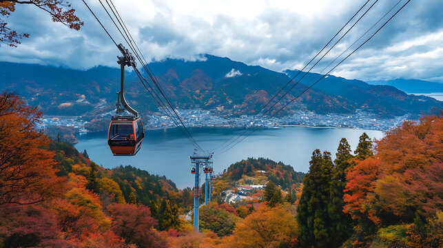  A view from the ropeway of the colorful hillsides at Hakone during autumn (3)