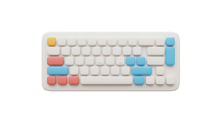 Colorful Keyboard Pastel Keys Modern Design Creative Input Device Tech Accessory Clean White