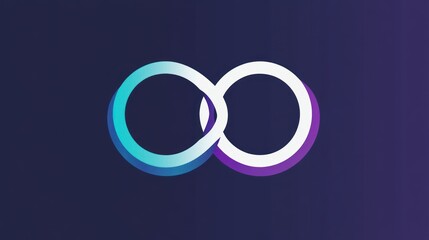 Interlocking circles abstract design teal purple white gradient