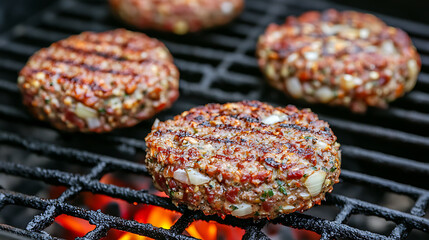  Grilling American-style veggie burgers 