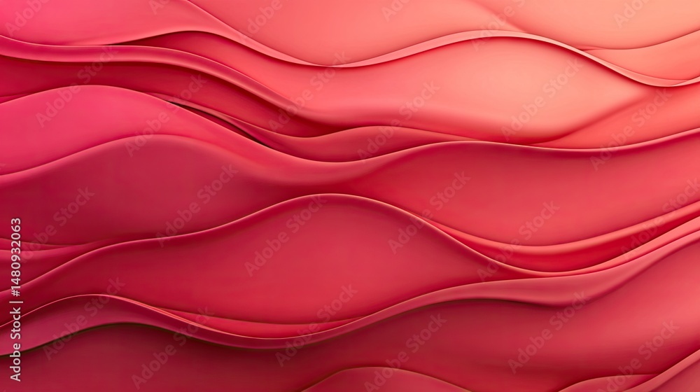 Poster abstract wave patterns in vibrant red and orange hues flowing gracefully across a dark background. c