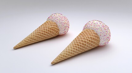 Sweet ice cream cones with sprinkles delicious summer treat food photography