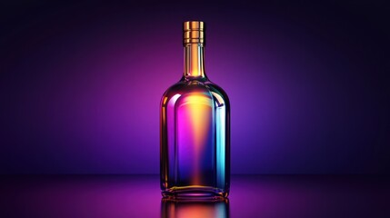 Multicolored iridescent glass bottle studio shot