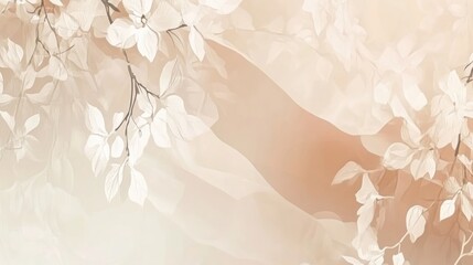 Delicate floral illustration beige and white dreamy aesthetic nature inspired design