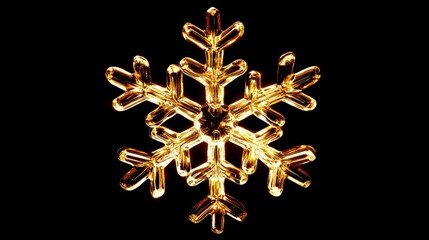 Golden crystal snowflake decoration winter holiday ornament closeup image