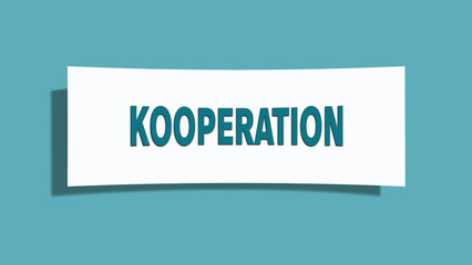 Kooperation (cooperation) - A card isolated on light green background.