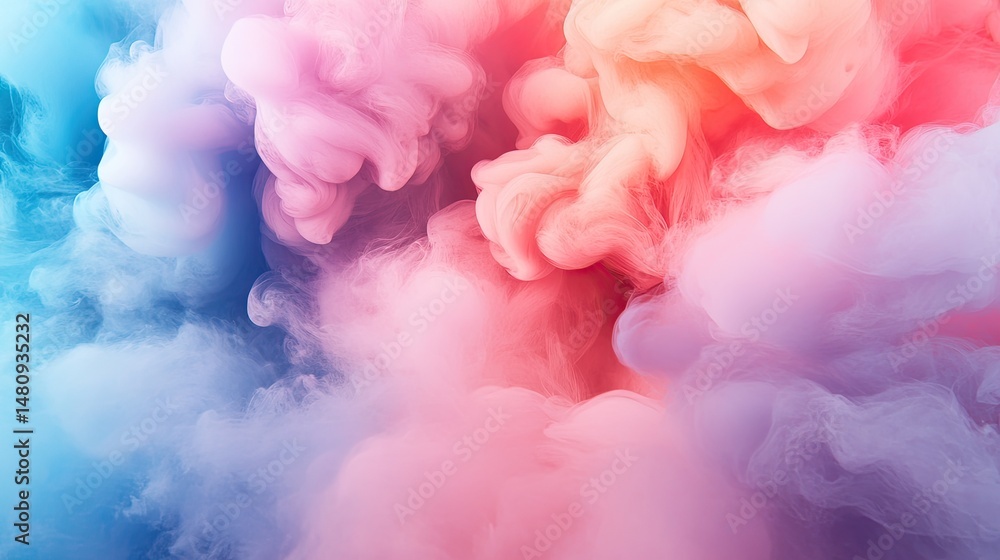Poster a vibrant and colorful abstract smoke pattern swirling in shades of pink. purple. and blue. creating