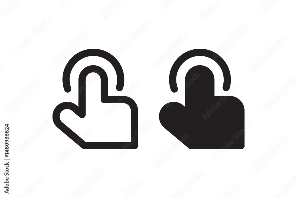 Poster touch gesture icon in outline and solid vector