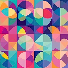A vibrant abstract composition featuring geometric shapes and colorful patterns. creating a visually engaging background ideal for artistic projects or modern design themes