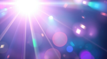 Abstract light burst with glowing lens flares and bokeh effect