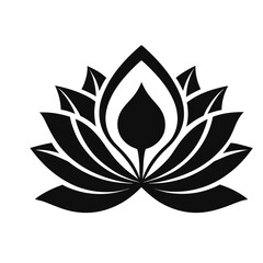 A stylized black lotus flower icon.