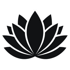 A stylized black lotus flower icon.