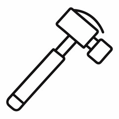 A line drawing of a hammer in motion.