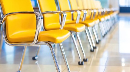 Bright yellow chairs in a row modern interior design