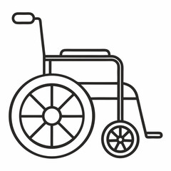 A simple line drawing of a wheelchair.