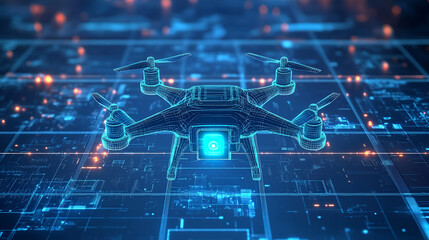 Futuristic Drone in a Digital Circuit Board Network