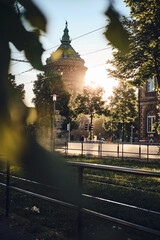 Sunrise in the Street s of Mannheim. High quality photo