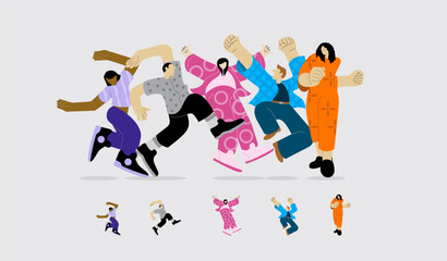 Happy Dancing People Illustration Vector. Editable isolated dancing people image