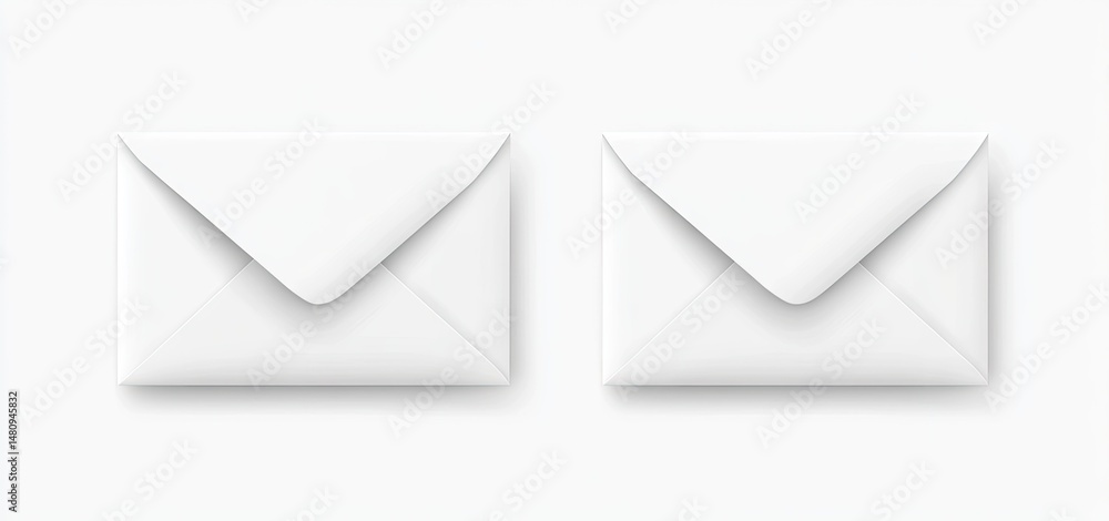 Poster two elegant. blank envelopes displayed side by side on a clean. white background. ideal for invitati